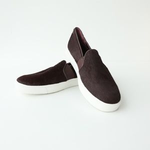 Vince Burgundy Berlin Calf Hair Slip-On Sneakers